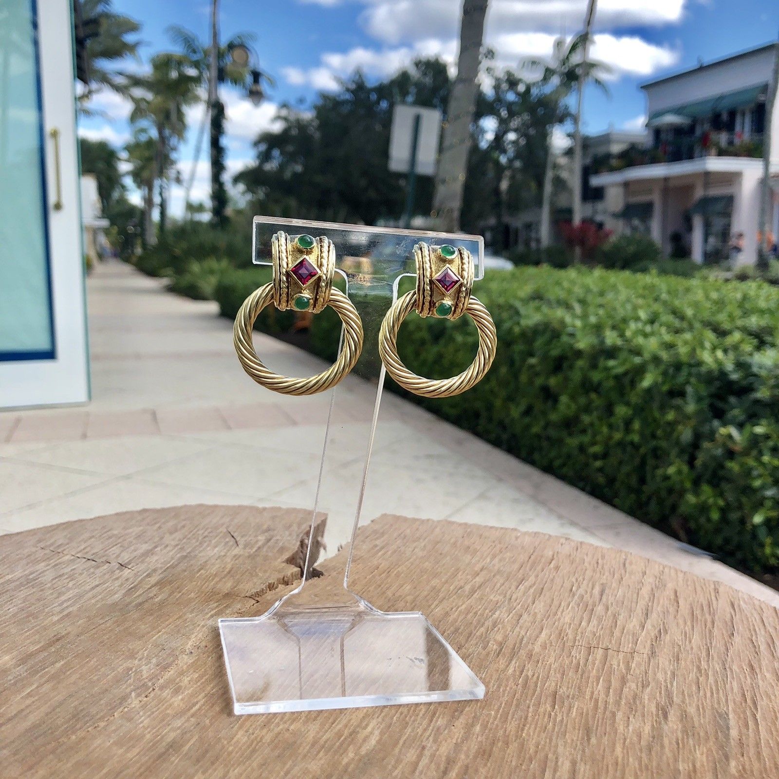 Large David Yurman 14K YG Yellow Gold Door Knocker Earrings